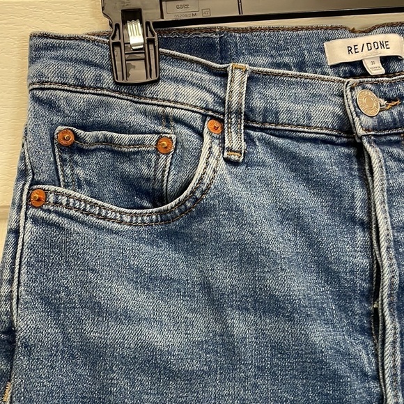 RE/DONE Originals 70s Stove Pipe in Dusted Blue High Rise Ankle Crop Jeans 31 - Picture 7 of 15